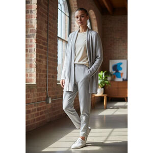 Max Studio Open Front Cardigan Sweater with Zip Detail Cuffs & Side Pockets